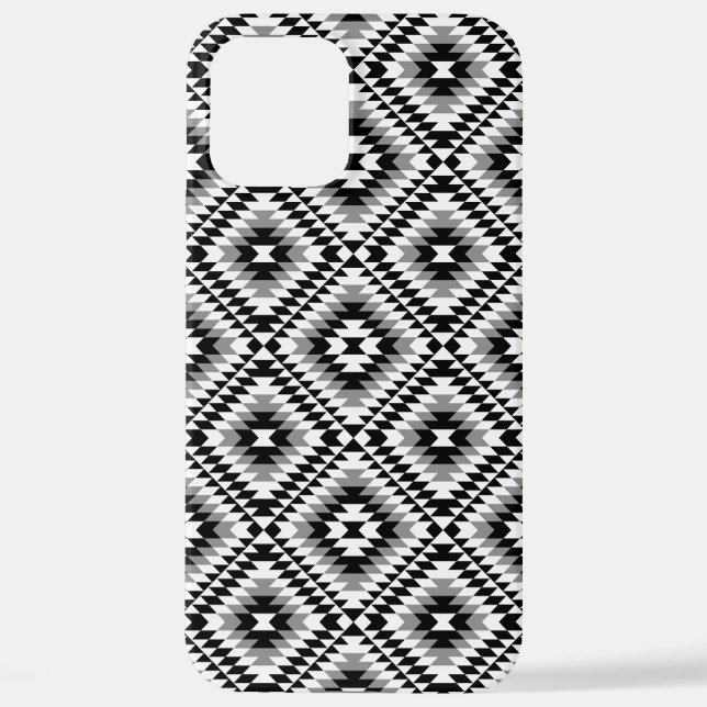 Aztec Stylised BW+Grey Symbol Pattern iPhone Case (Back)