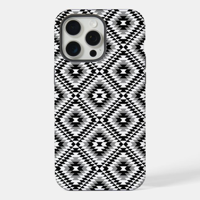 Aztec Stylised BW+Grey Symbol Pattern iPhone Case (Back)