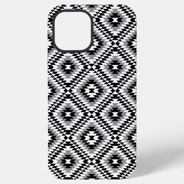 Aztec Stylised BW+Grey Symbol Pattern iPhone Case (Back)