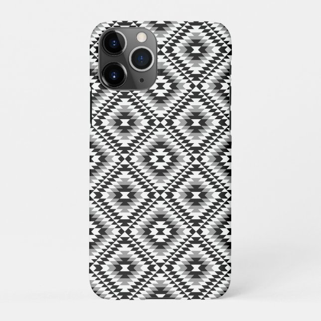 Aztec Stylised BW+Grey Symbol Pattern iPhone Case (Back)