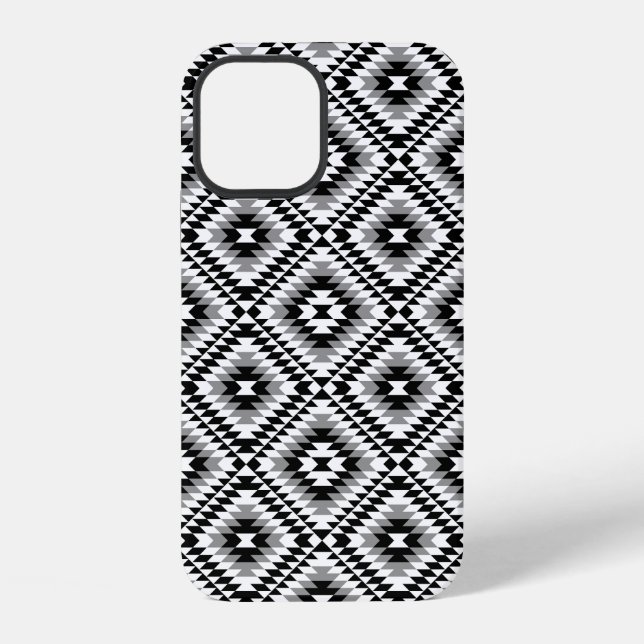 Aztec Stylised BW+Grey Symbol Pattern iPhone Case (Back)