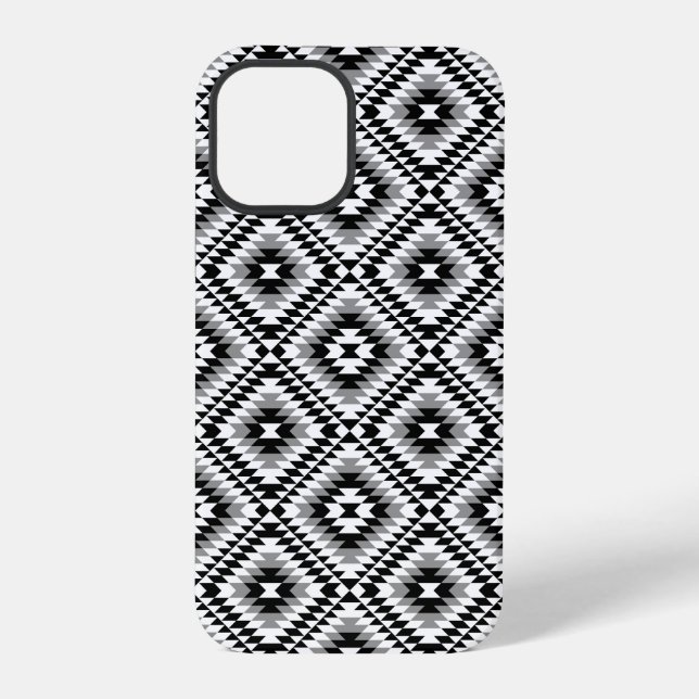 Aztec Stylised BW+Grey Symbol Pattern iPhone Case (Back)