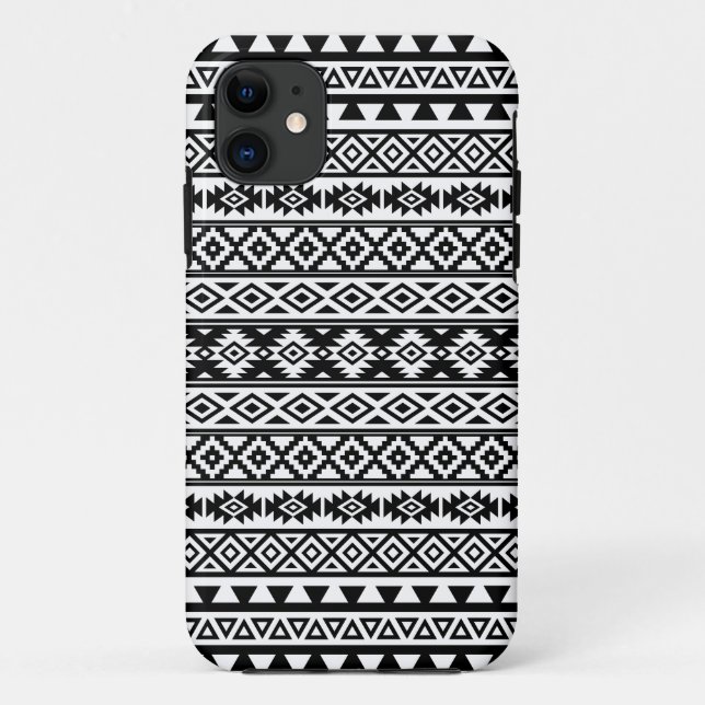 Aztec Stylised Pattern Black & White Case-Mate iPhone Case (Back)