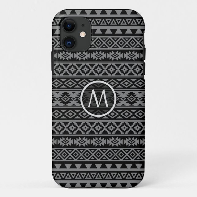 Aztec Stylised Ptn Blk & Grey I (Personalised) Case-Mate iPhone Case (Back)