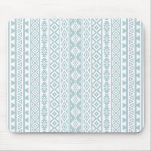 Aztec Stylised (V) Pattern Duck Egg Blue & White Mouse Pad