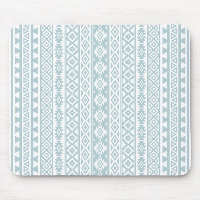 Aztec Stylised (V) Pattern Duck Egg Blue & White Mouse Pad (Front)