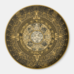 AZTEC SUN STONE CALENDAR GOLD SYMBOL  MAGNET