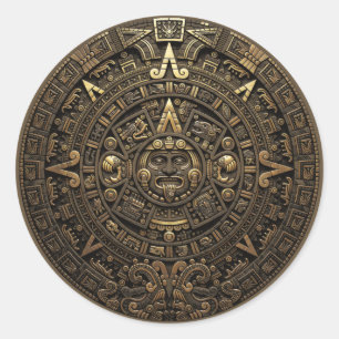 Aztec Sun Stone Classic Round Sticker