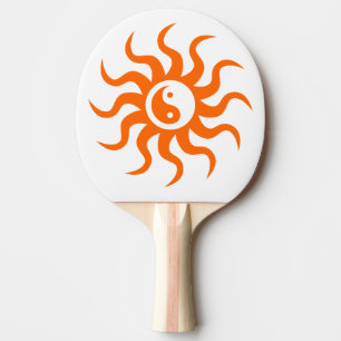 Aztec Sun-Yin Yang/Orange Ping Pong Paddle