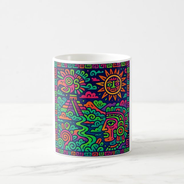 Aztec Sunrise – Neon Mayan Mug (Center)