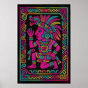 Aztec Sunrise – Neon Mayan Print