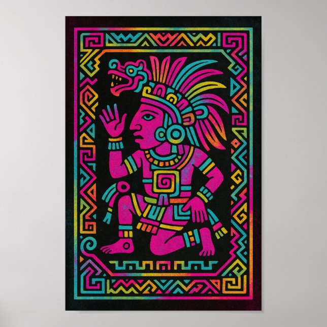 Aztec Sunrise – Neon Mayan Print (Front)