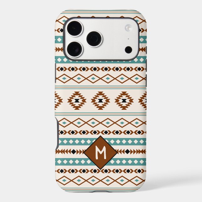 Aztec Teal Ter Blk Cr Mixed Pattern (Personalised) (Back)