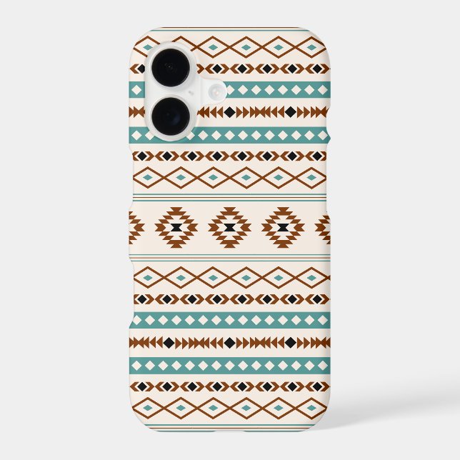 Aztec Teal Terracotta Black Cream Mixed Pattern (Back)