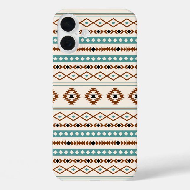 Aztec Teal Terracotta Black Cream Mixed Pattern Case-Mate iPhone Case (Back)