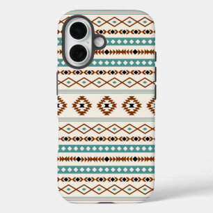 Aztec Teal Terracotta Black Cream Mixed Pattern iPhone 16 Case