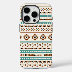 Aztec Teal Terracotta Black Cream Mixed Pattern iPhone 16 Pro Case