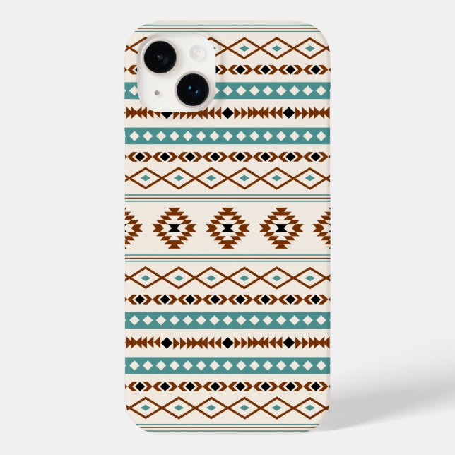 Aztec Teal Terracotta Black Cream Mixed Pattern Case-Mate iPhone Case (Back)
