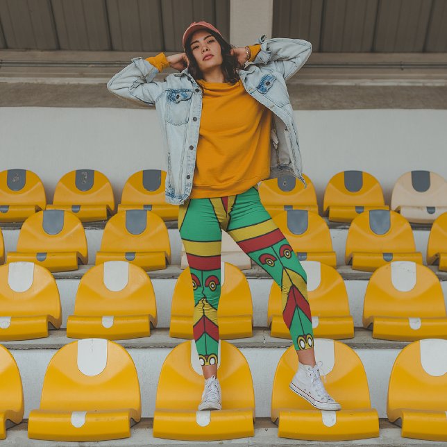 Aztec Tiki Mask Capri Leggings (Creator Uploaded)