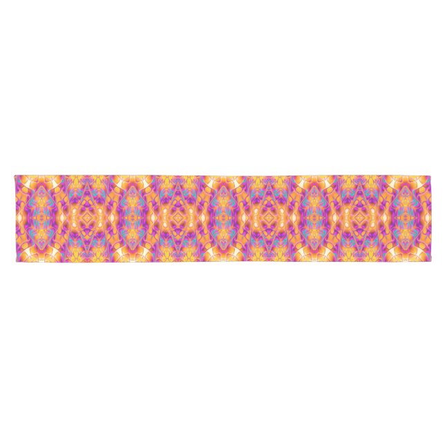 Aztec Totem Pink Yellow Cloth Runner (Horizontal)