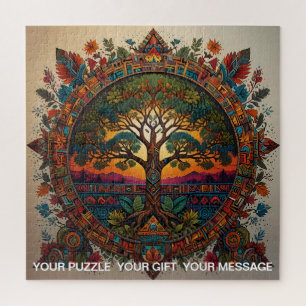 Aztec Tree of Life Abstract Medium Mix Jigsaw Puzzle