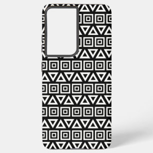 Aztec Triangles+Squares Pattern White on Black Samsung Galaxy Case