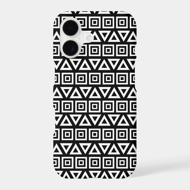 Aztec Triangles+Squares Pattern White on Black Samsung Galaxy S21 Case (Back)