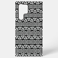 Aztec Triangles+Squares Pattern White on Black