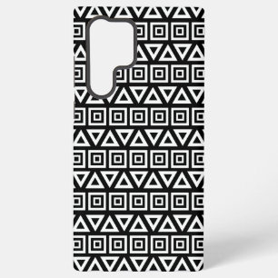 Aztec Triangles+Squares Pattern White on Black Samsung Galaxy Case