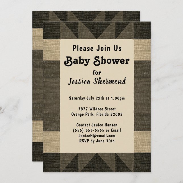 Aztec Tribal Abstract Antique Baby Shower Invitation (Front/Back)
