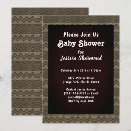 Aztec Tribal Abstract Baby Shower Chevron Greyed Invitation