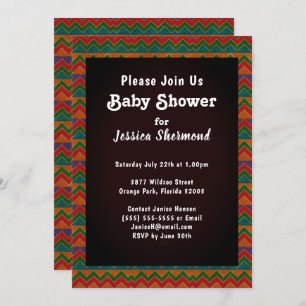 Aztec Tribal Abstract Colourful Baby Shower Chevro Invitation