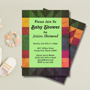 Aztec Tribal Abstract Retro 70's Baby Shower Card