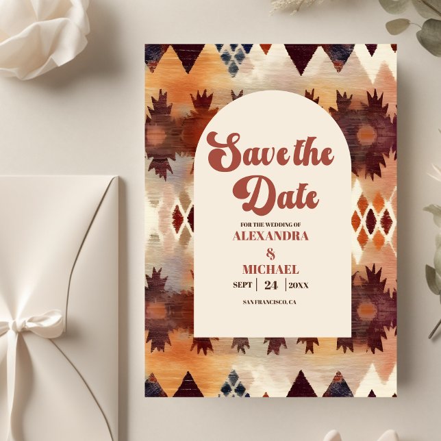 Aztec Tribal Brown Ethnic Western Wedding Save The Date (Creator Uploaded)