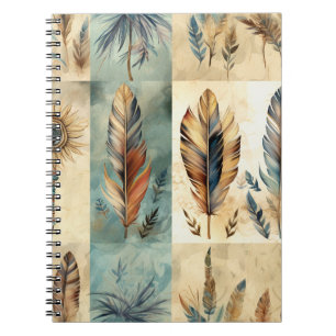 Aztec Tribal Feathers Medicine Stick Notebook