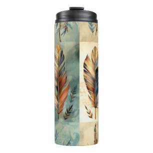 Aztec Tribal Feathers Medicine Stick Thermal Tumbler
