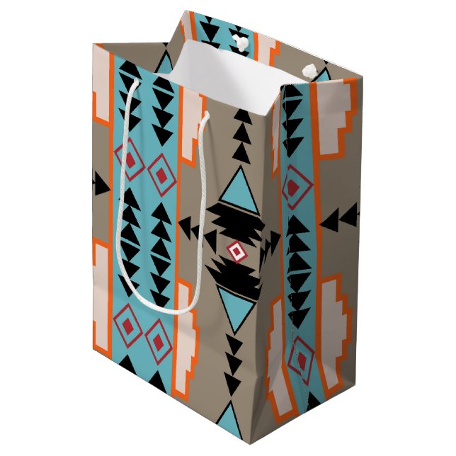 Aztec Tribal Geometric  Medium Gift Bag (Front Angled)