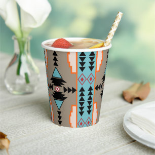 Aztec Tribal Geometric Paper Cups
