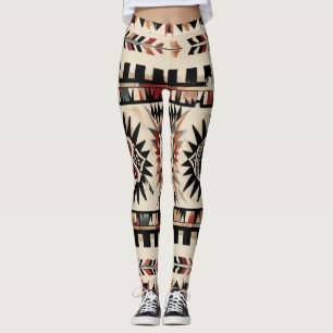 Aztec Tribal Geometric Pattern Leggings