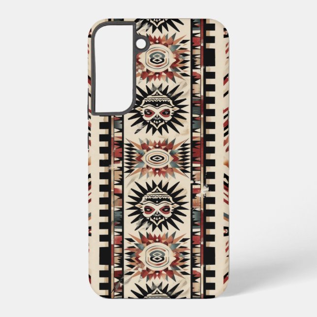 Aztec Tribal Geometric Pattern Samsung Galaxy S22+ Case (Back)