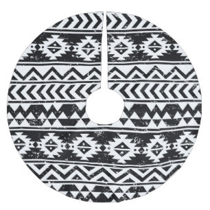 Aztec tribal: grunge white pattern. brushed polyester tree skirt