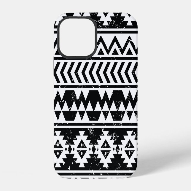 Aztec tribal: grunge white pattern. iPhone case (Back)