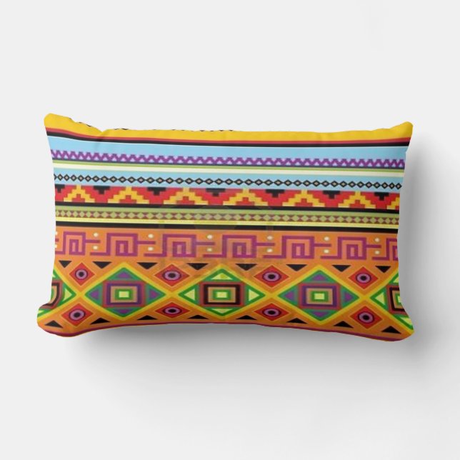 Aztec Tribal Lumbar Pillow (Front)