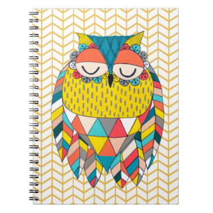 Aztec Tribal Modern Owl Illustration Notebook