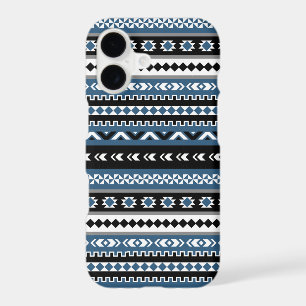 Aztec Tribal Pattern / Blue Grey White Black