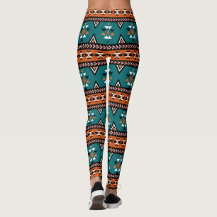 Aztec Tribal Pattern Blue Leggings