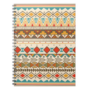 Aztec tribal pattern in stripes, vintage illustrat notebook