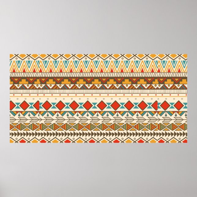 Aztec tribal pattern in stripes, vintage illustrat poster (Front)