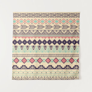 Aztec tribal pattern in stripes, vintage illustrat tapestry