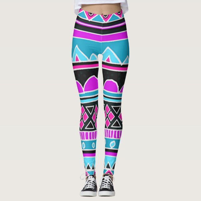 Aztec Tribal Pattern Leggings (Front)